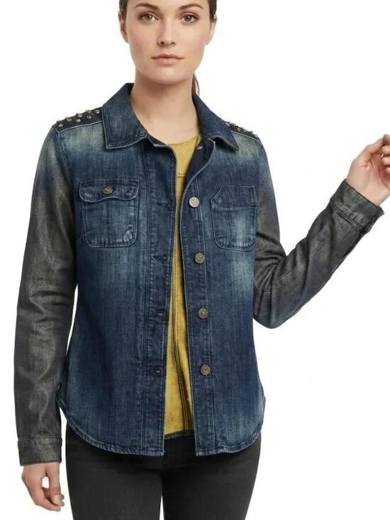 Armani Exchange Tops - Armani Exchange Women's Blue Denim Studded Long Sleeve Shirt Size XS/TP